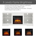 Meuble TV de cheminée 58 W avec cheminée de 18 pouces, lumière LED, prise USB - 58W*15.5D*24.4H