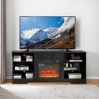 Meuble TV de cheminée 58 W avec cheminée de 18 pouces, lumière LED, prise USB - 58W*15.5D*24.4H