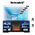 Meuble TV de cheminée 58 W avec cheminée de 18 pouces, lumière LED, prise USB - 58W*15.5D*24.4H