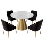 Ensemble de table à manger en métal à plateau en marbre de 48 po avec chaises de salle à manger en velours