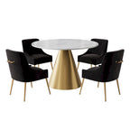 Ensemble de table à manger en métal à plateau en marbre de 48 po avec chaises de salle à manger en velours