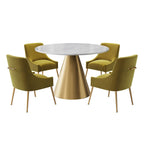 Ensemble de table à manger en métal à plateau en marbre de 48 po avec chaises de salle à manger en velours