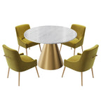 Ensemble de table à manger en métal à plateau en marbre de 48 po avec chaises de salle à manger en velours
