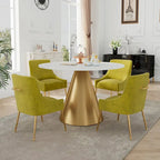 Ensemble de table à manger en métal à plateau en marbre de 48 po avec chaises de salle à manger en velours