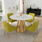 Ensemble de table à manger en métal à plateau en marbre de 48 po avec chaises de salle à manger en velours