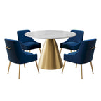 Ensemble de table à manger en métal à plateau en marbre de 48 po avec chaises de salle à manger en velours