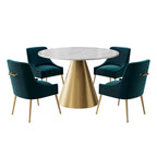 Ensemble de table à manger en métal à plateau en marbre de 48 po avec chaises de salle à manger en velours