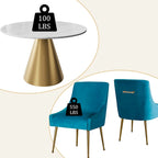 Ensemble de table à manger en métal à plateau en marbre de 48 po avec chaises de salle à manger en velours