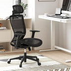 Chaise de bureau ergonomique pivotante à 360° en maille, réglable en hauteur, avec appuie-tête, support lombaire et accoudoirs réglables