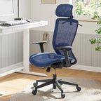 Chaise de bureau ergonomique pivotante à 360° en maille, réglable en hauteur, avec appuie-tête, support lombaire et accoudoirs réglables