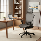 Chaise de bureau ergonomique pivotante à 360° en maille, réglable en hauteur, avec appuie-tête, support lombaire et accoudoirs réglables