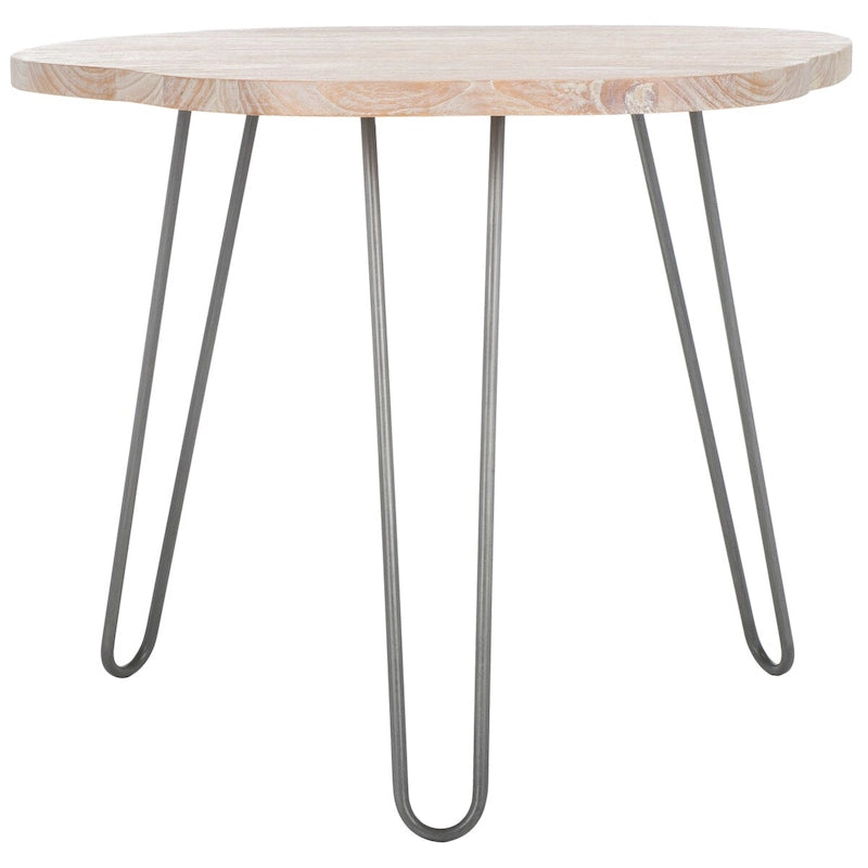 Table à manger Lozka avec plateau en bois gris / blanc délavé - 39,4 x 35,4 x 29,9 - 39Lx35Px30H