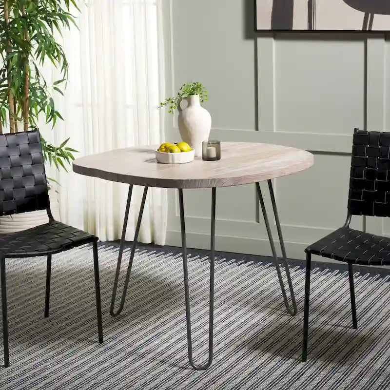   Lozka Wood Top Grey / White Wash Dining Table - 39.4 x 35.4 x 29.9 - 39Wx35Dx30H