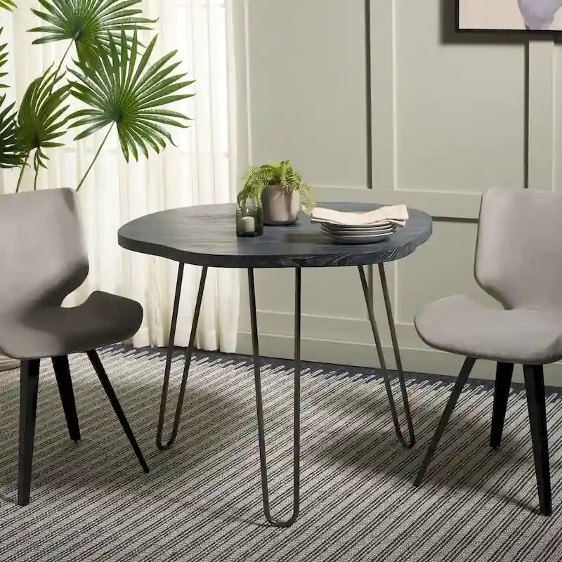 Table à manger Lozka avec plateau en bois gris / blanc délavé - 39,4 x 35,4 x 29,9 - 39Lx35Px30H