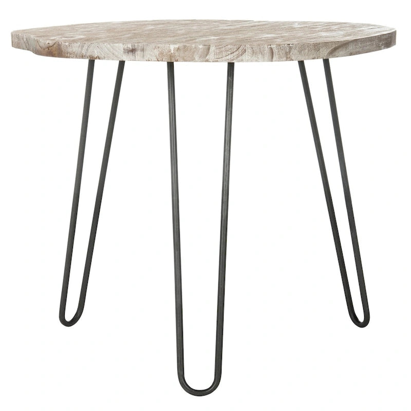 Table à manger Lozka avec plateau en bois gris / blanc délavé - 39,4 x 35,4 x 29,9 - 39Lx35Px30H