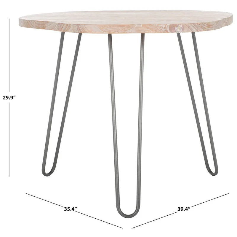 Table à manger Lozka avec plateau en bois gris / blanc délavé - 39,4 x 35,4 x 29,9 - 39Lx35Px30H